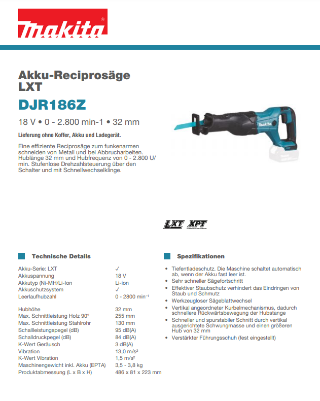 Makita 18V Akku-Maschinen-Set 'DLX6046 ' 6-teilig inklusive 3 Akkus 3,0AH und Ladegerät